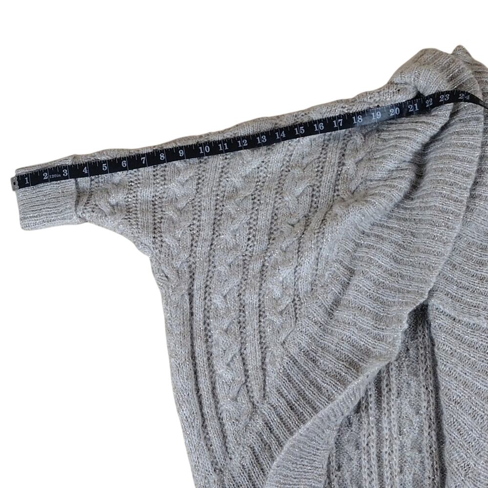 Express Cardigan Women’s Medium Silver Metallic Knit Stretch Cozy Casual Sweater - Picture 8 of 9